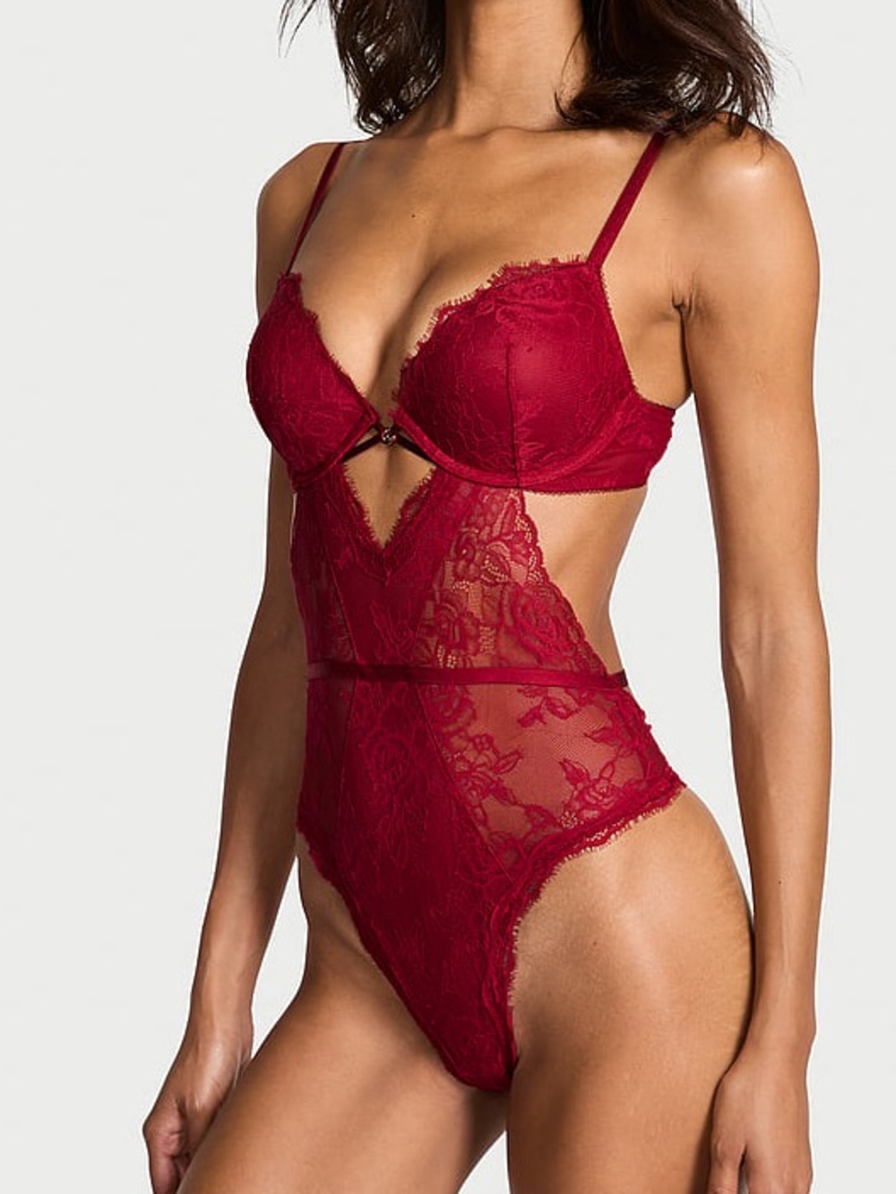 New! Victoria’s Secret Rose Lace Sheer Bodysuit Teddy 34244